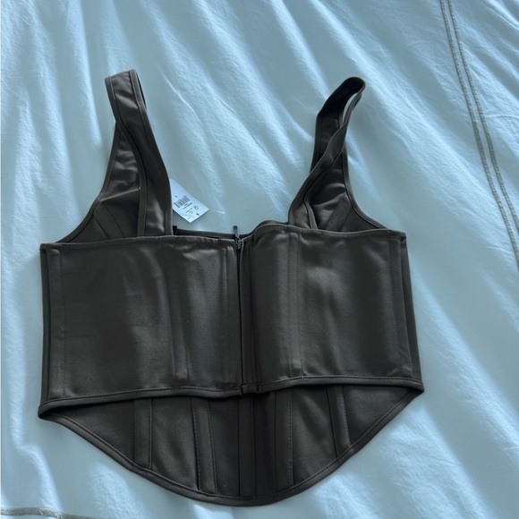 Banana Republic Cropped Stylish Brown Corset Top - Size 2 - Picture 2 of 2